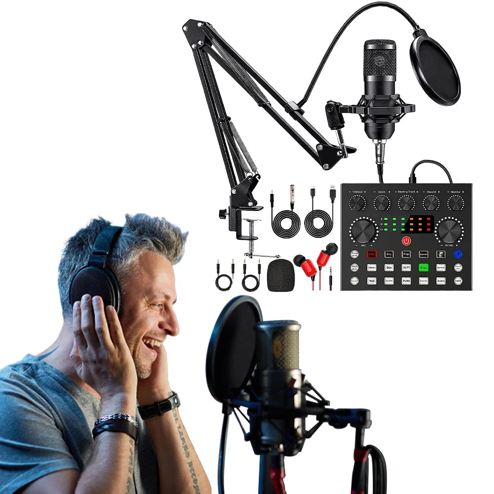 FREEME™ BM800 Podcast Microphone & Sound Card Set - Professional Studio Condenser Mic