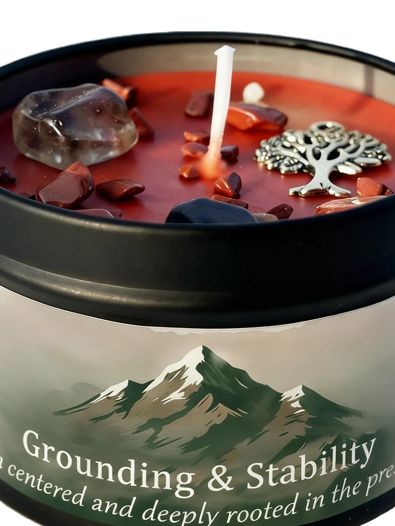 FREEME™ Vetiver & Cedarwood Crystal Candle - 3oz Grounding Scented Candle with Crystals