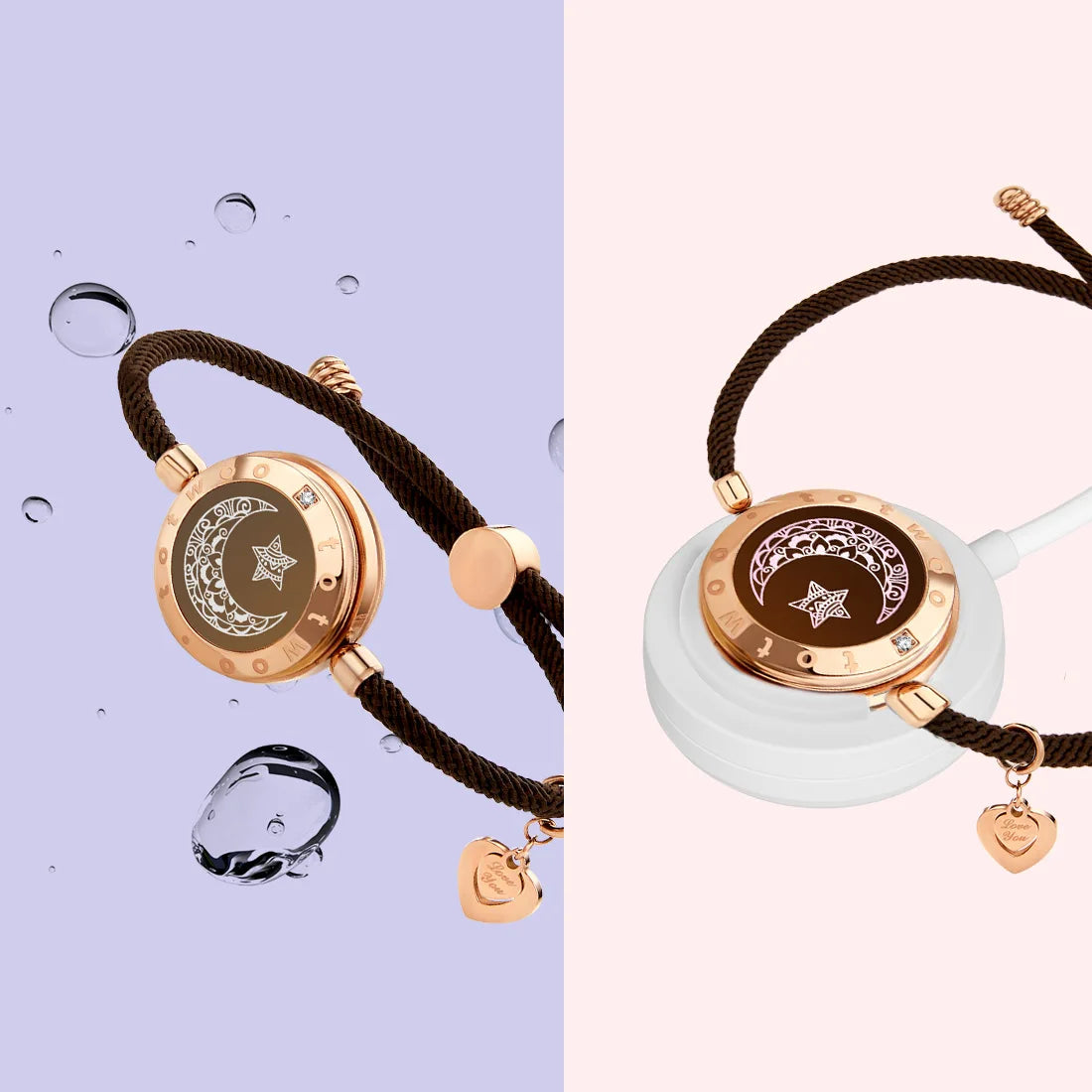FREEME™ Long Distance Touch Bracelets for Couples - Light Up & Vibrate Smart Sun & Moon Love Bracelet Set