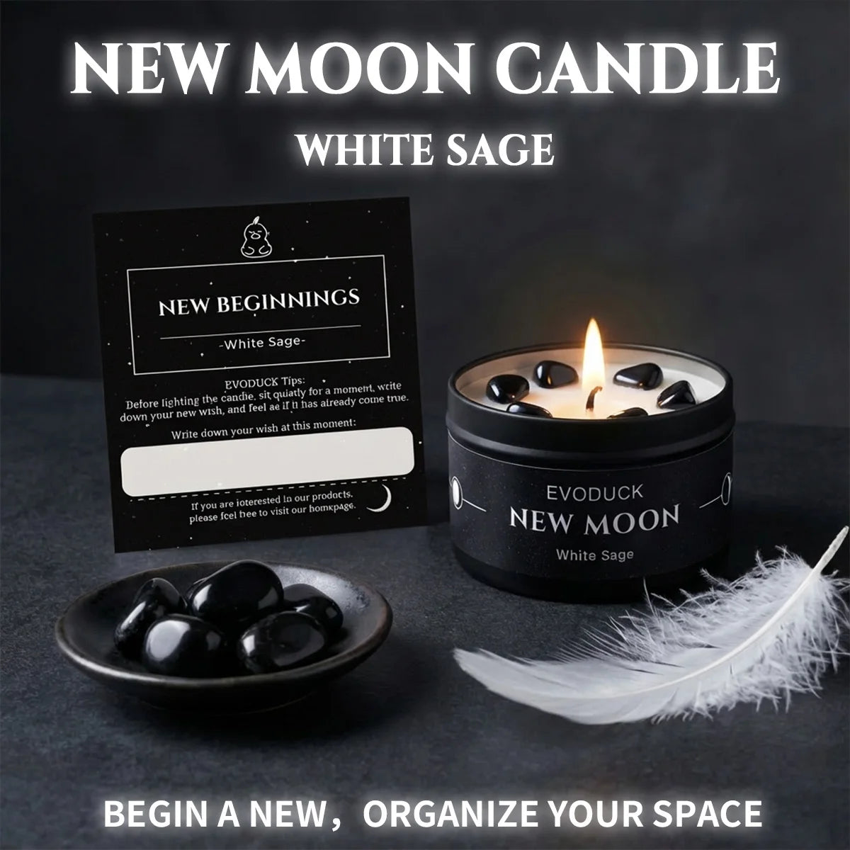FREEME™ New Moon Manifestation Scented Candle - White Sage Law of Attraction 3oz