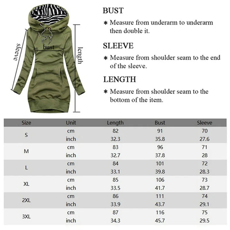 FREEME™ Casual Solid Hoodie Dress - Long Sleeve Drawstring Pullover