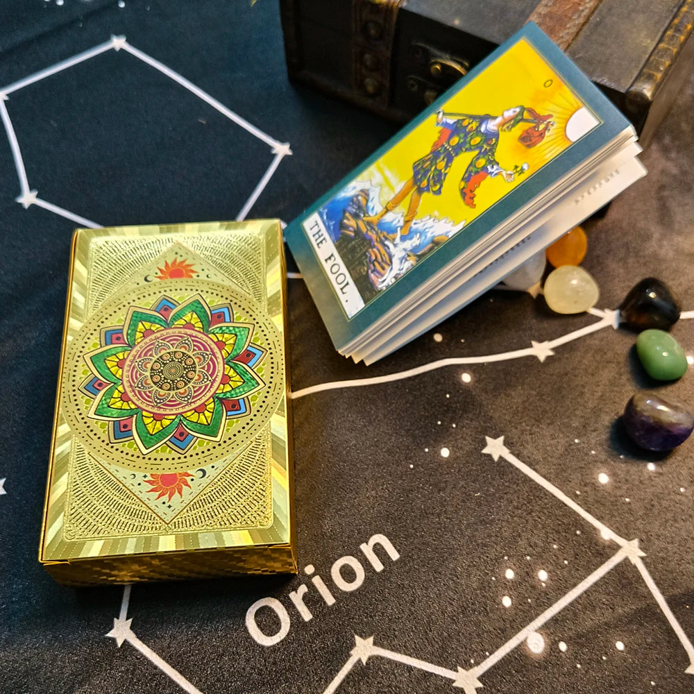 FREEME™ Gold Tarot Card Deck with Booklet - Waterproof Astrology Oracle Divination Set