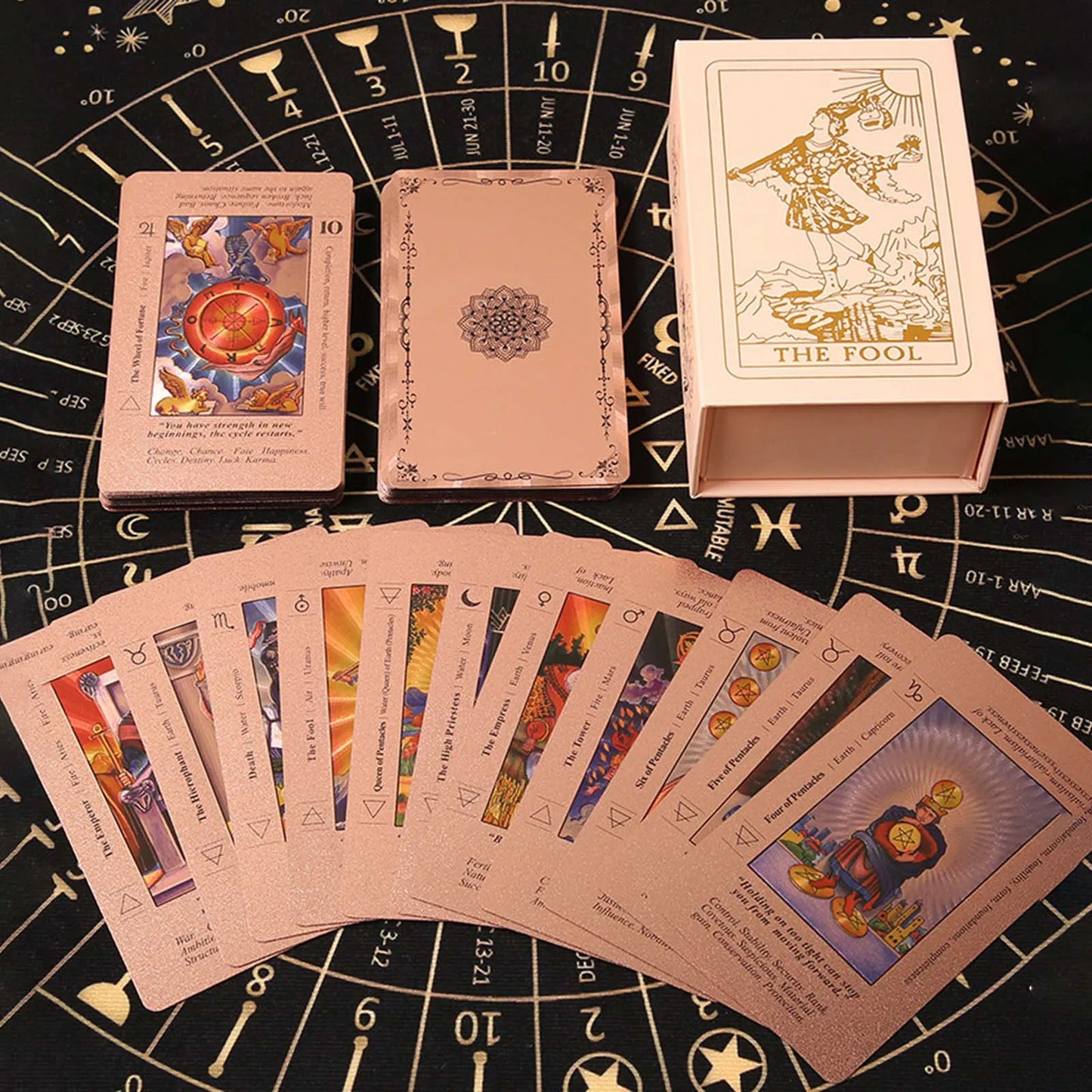FREEME™ Rose Gold Tarot Card Deck Gift Set - 78-Card Divination Kit with Guidebook & Elegant Box