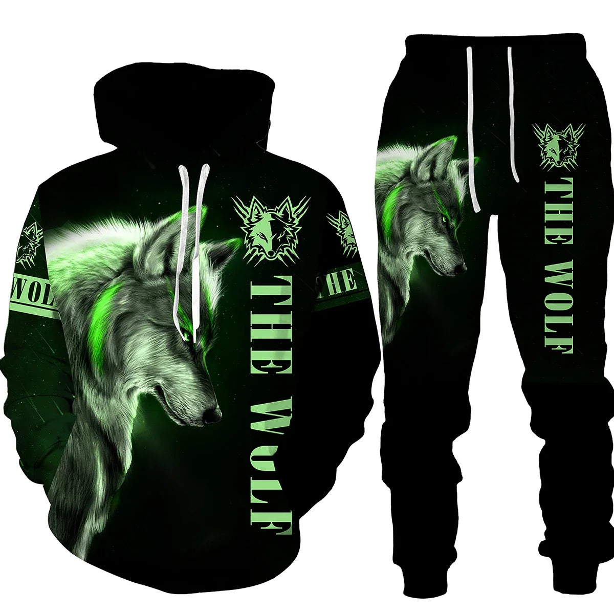 FREEME™ Wolf 3D Tracksuit - Animal Spirit Hoodie & Pants Set | Streetwear