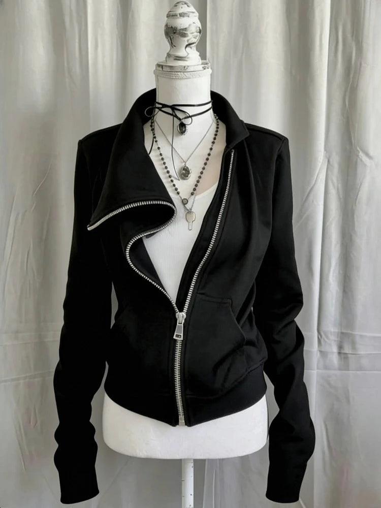 FREEME™ Grey Faux Fur Zipper Jacket - Y2K Vintage Hoodie | Slim Waist