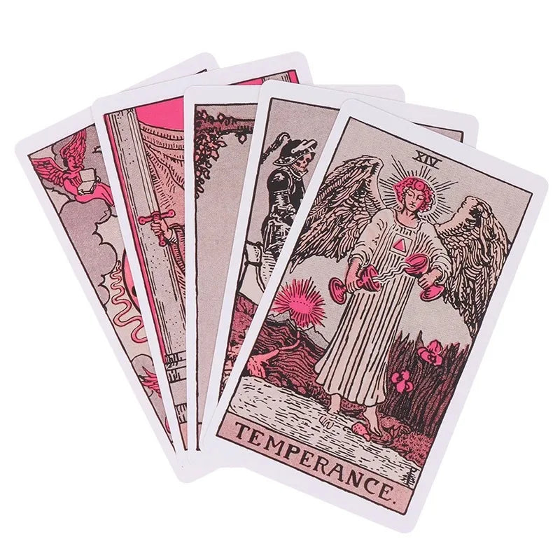 FREEME™ Pink Rider Waite Tarot Card Deck - Beginner Divination & Fortune Telling Set