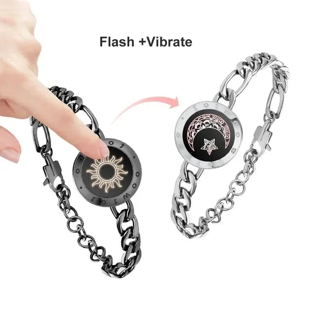 FREEME™ Long Distance Touch Bracelets for Couples - Light Up & Vibrate Smart Sun & Moon Love Bracelet Set