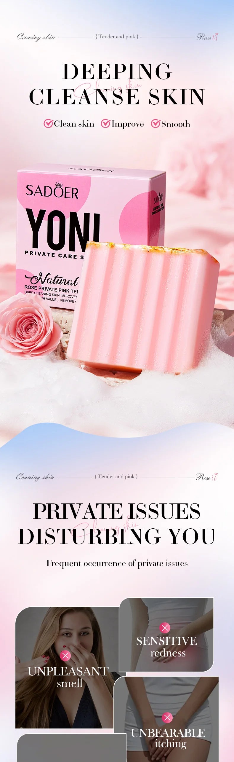 FREEME™ Rose Care Feminine Soap - pH Balanced Natural Handmade Bar for Deep Cleansing & Brightening