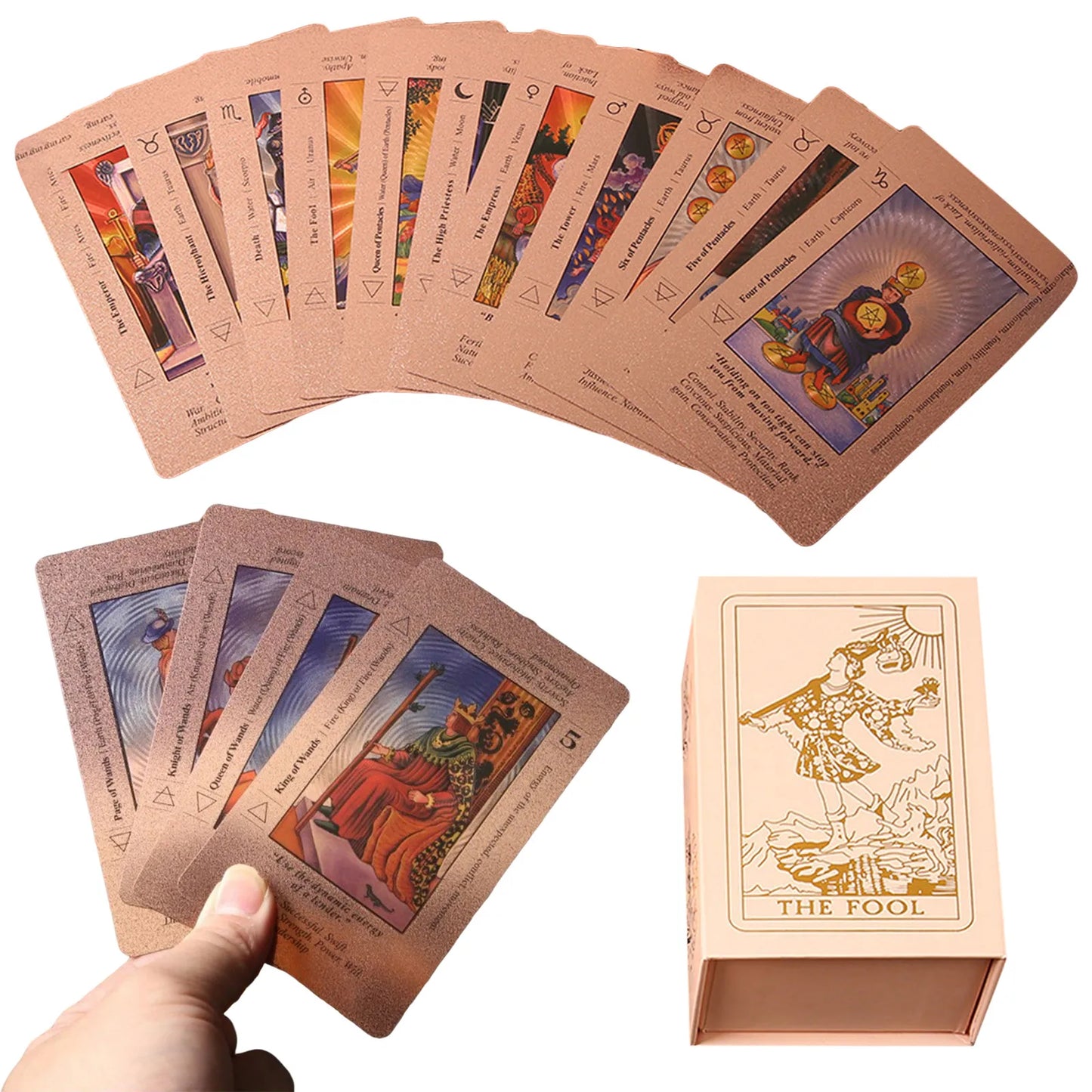 FREEME™ Rose Gold Tarot Card Deck Gift Set - 78-Card Divination Kit with Guidebook & Elegant Box