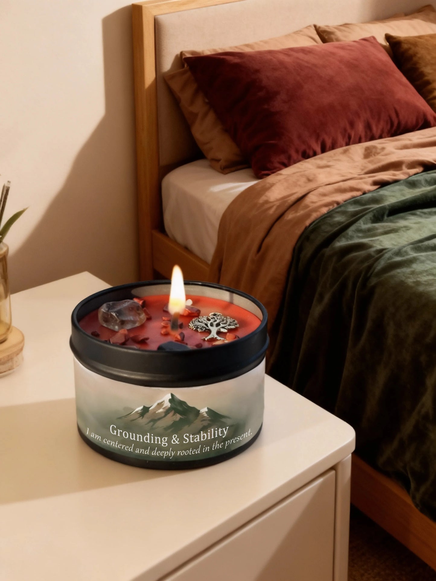 FREEME™ Vetiver & Cedarwood Crystal Candle - 3oz Grounding Scented Candle with Crystals