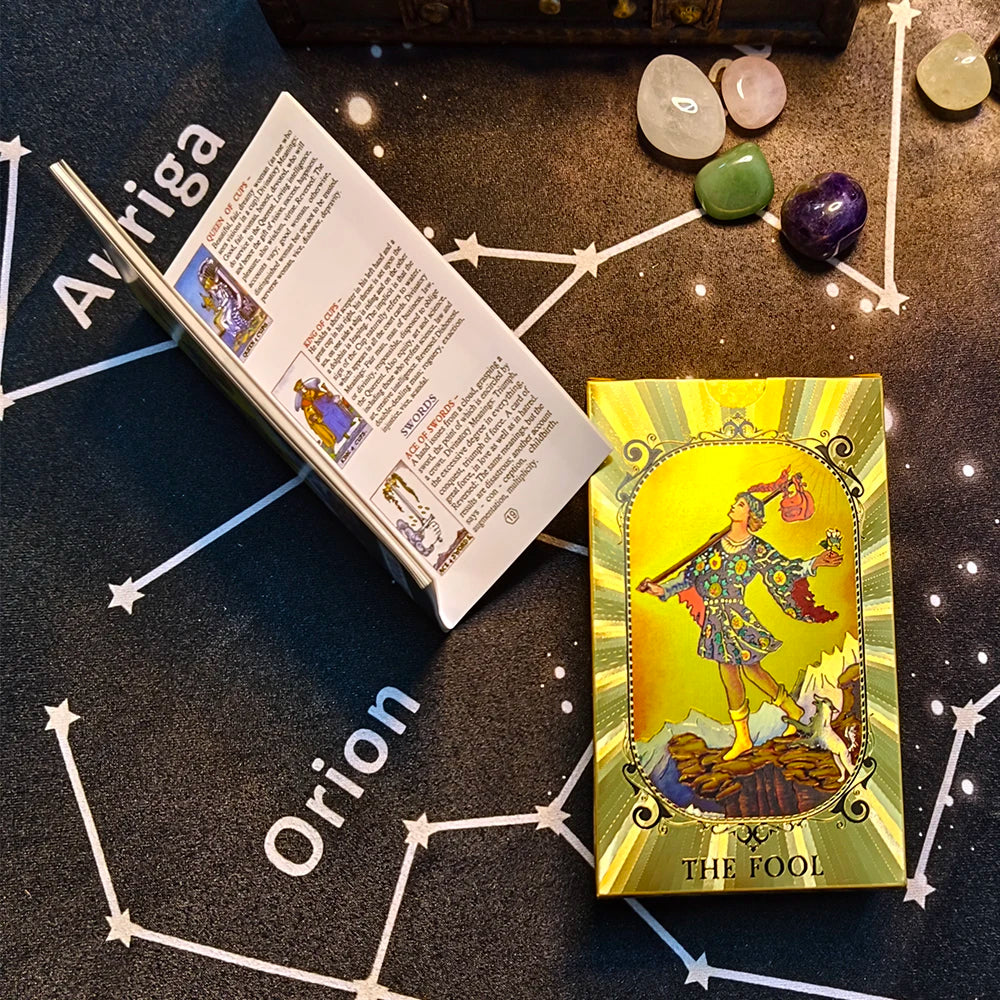 FREEME™ Gold Tarot Card Deck with Booklet - Waterproof Astrology Oracle Divination Set