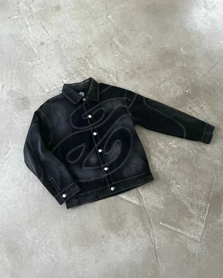 FREEME™ Y2K Denim Jacket & Jeans Set - Hip Hop Patchwork Embroidered Suit